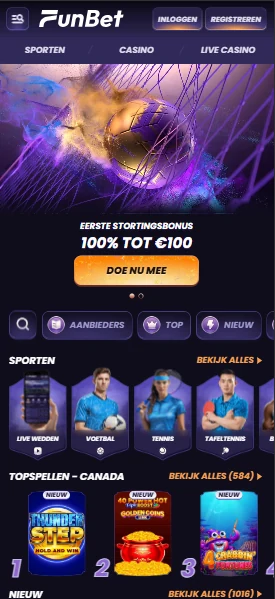 Funbet Casino op een telefoon met de mobiele lobby